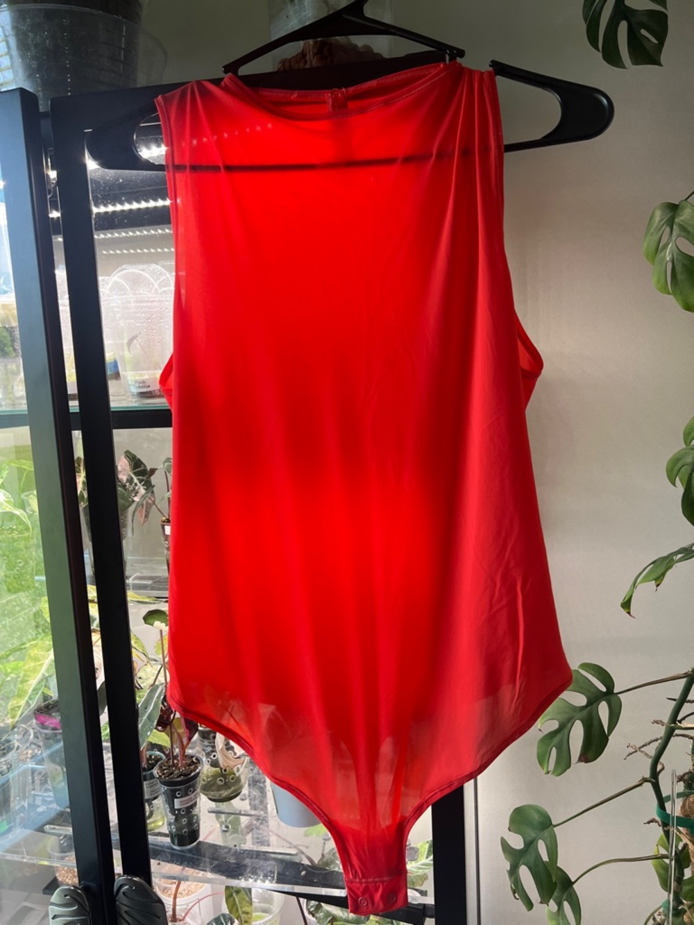 SKIMS Orange Sleeveless Sheer Bodysuit